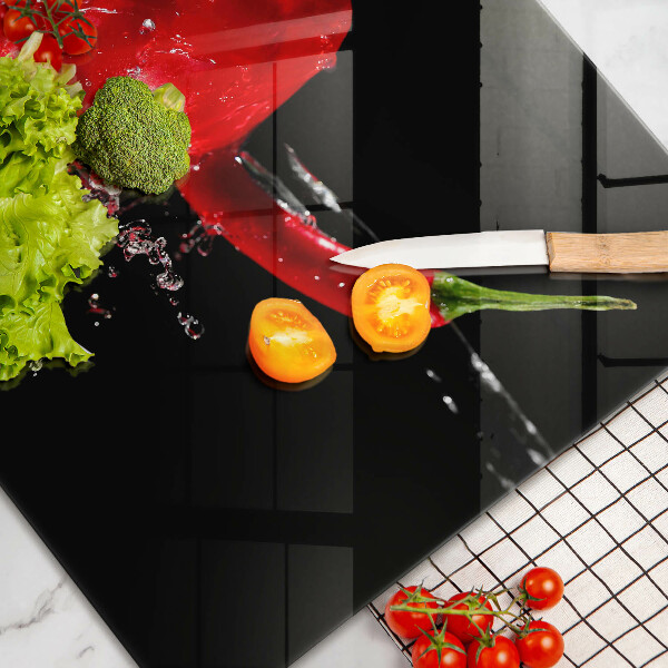 Steklena podloga za rezanje Rdeča paprika v vodi