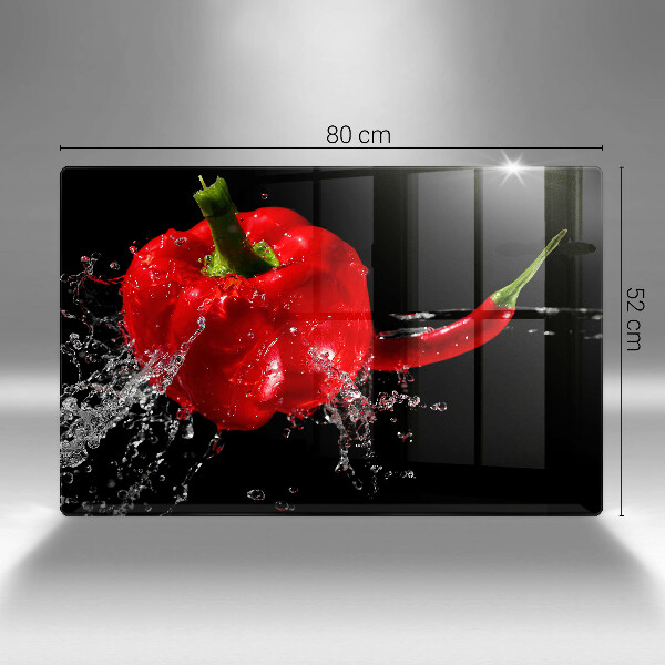 Steklena podloga za rezanje Rdeča paprika v vodi