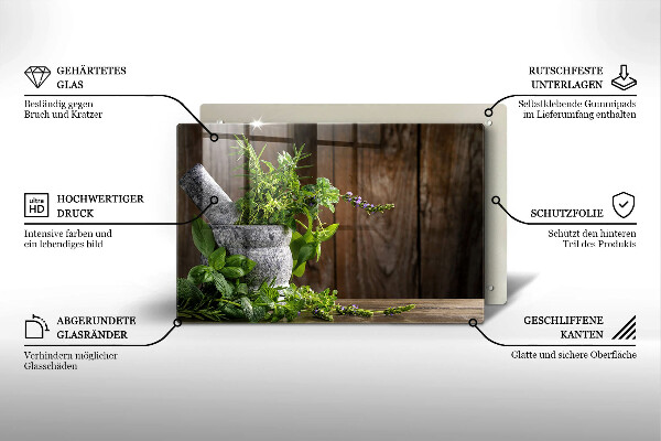 Steklena podloga za rezanje Sadi zelišča in les