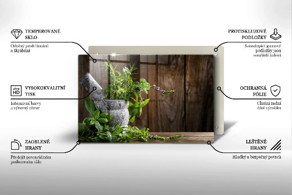 Steklena podloga za rezanje Sadi zelišča in les