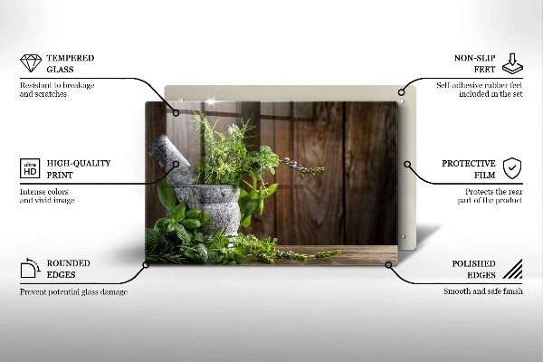 Steklena podloga za rezanje Sadi zelišča in les