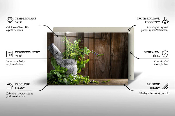 Steklena podloga za rezanje Sadi zelišča in les