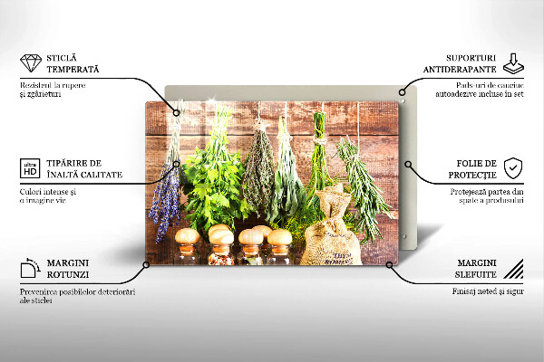 Steklena podloga za rezanje Zelišča začimbe in les