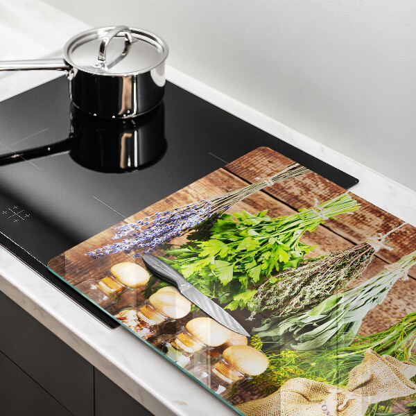 Steklena podloga za rezanje Zelišča začimbe in les