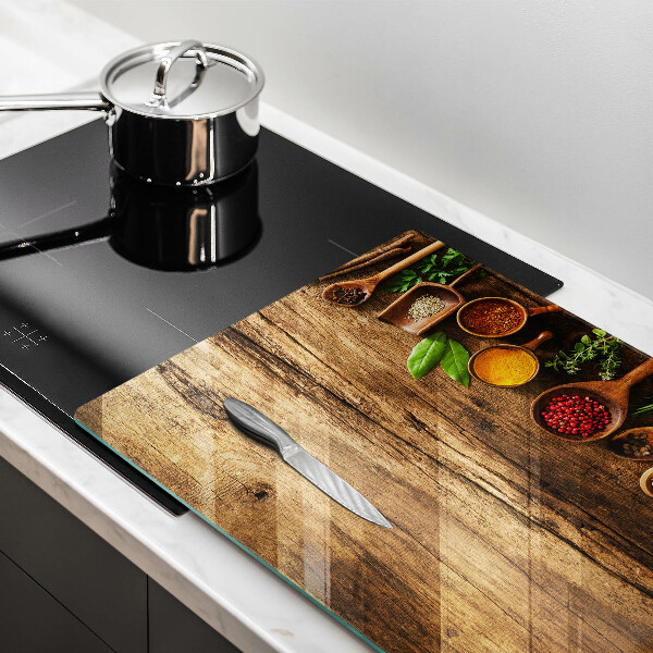 Steklena podloga za rezanje Lesene žlice začimb