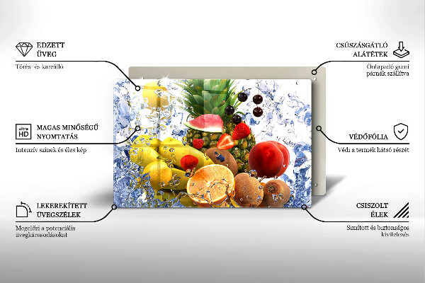 Steklena podloga za rezanje Sočno sadje in voda