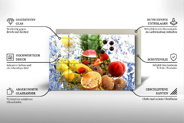 Steklena podloga za rezanje Sočno sadje in voda