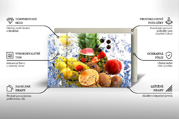 Steklena podloga za rezanje Sočno sadje in voda