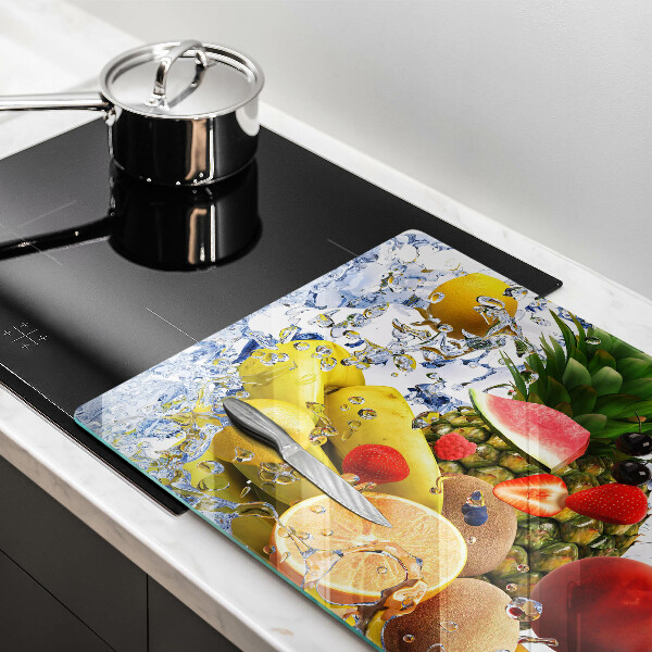 Steklena podloga za rezanje Sočno sadje in voda