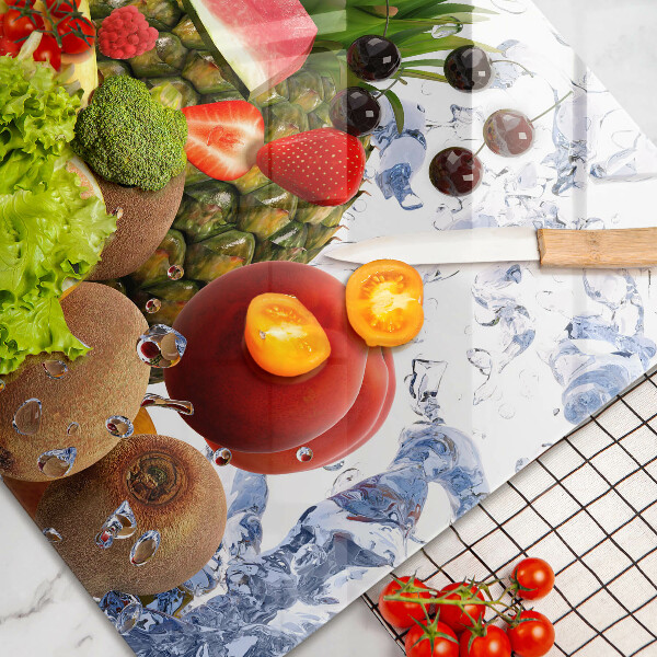 Steklena podloga za rezanje Sočno sadje in voda