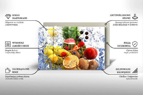 Steklena podloga za rezanje Sočno sadje in voda