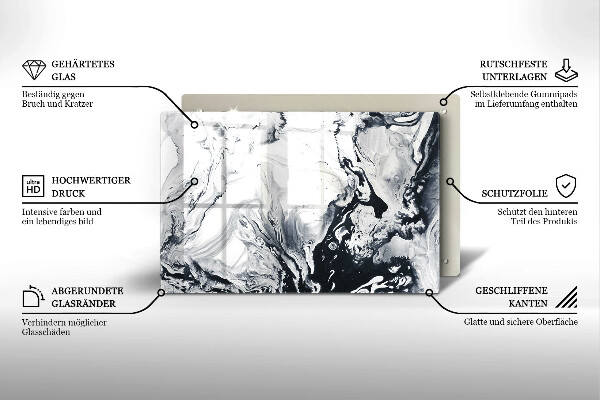 Steklena podloga za rezanje Abstrakcija črnila