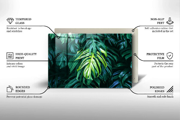 Steklena podloga za rezanje Listi divje monstere