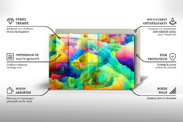 Steklena podloga za rezanje Barvita abstrakcija