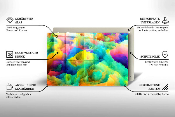 Steklena podloga za rezanje Barvita abstrakcija