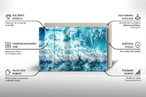 Steklena podloga za rezanje Valovi morske vode
