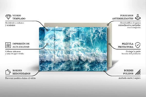 Steklena podloga za rezanje Valovi morske vode