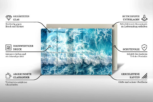 Steklena podloga za rezanje Valovi morske vode