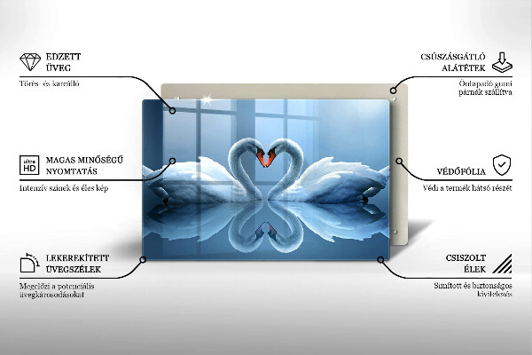 Steklena podloga za rezanje Dva labodja srca