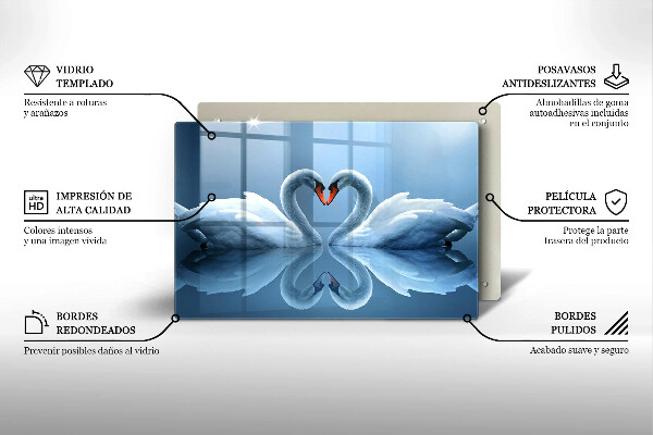 Steklena podloga za rezanje Dva labodja srca