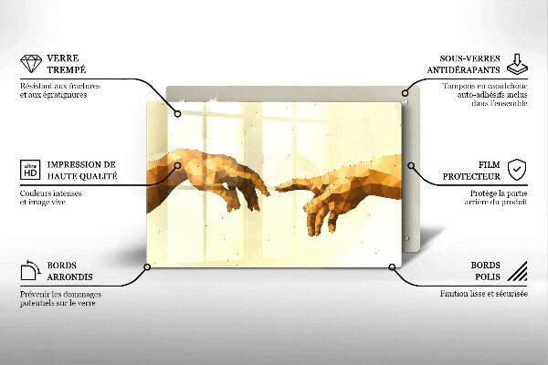 Steklena podloga za rezanje Stvarjenje Adamovih rok