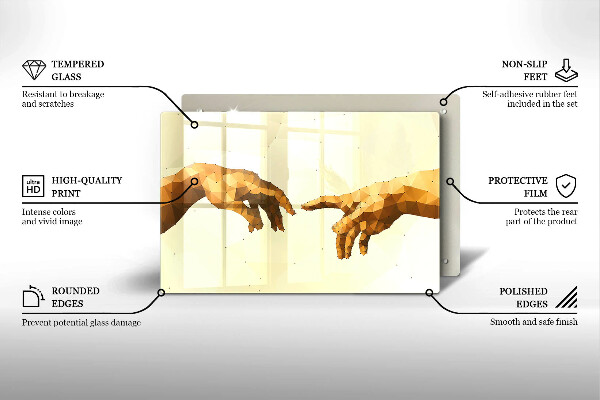 Steklena podloga za rezanje Stvarjenje Adamovih rok