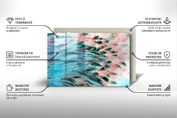 Steklena podloga za rezanje Boho ptičje perje