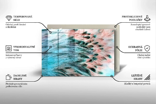 Steklena podloga za rezanje Boho ptičje perje