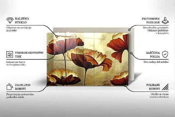 Steklena podloga za rezanje Poslikane boho rože