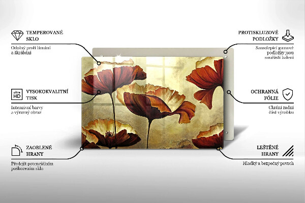 Steklena podloga za rezanje Poslikane boho rože