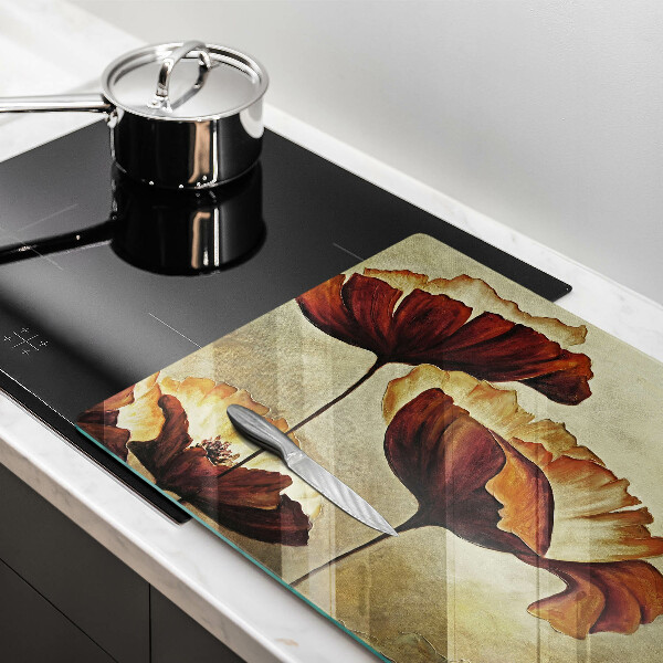 Steklena podloga za rezanje Poslikane boho rože