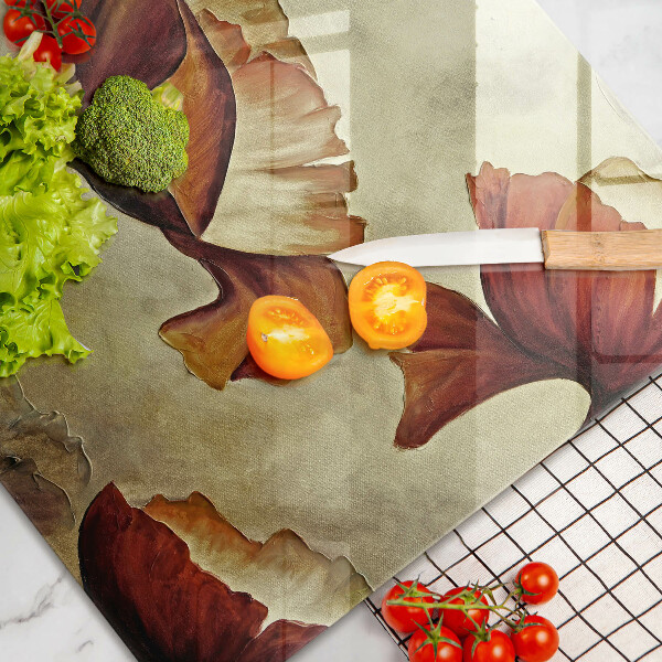 Steklena podloga za rezanje Poslikane boho rože