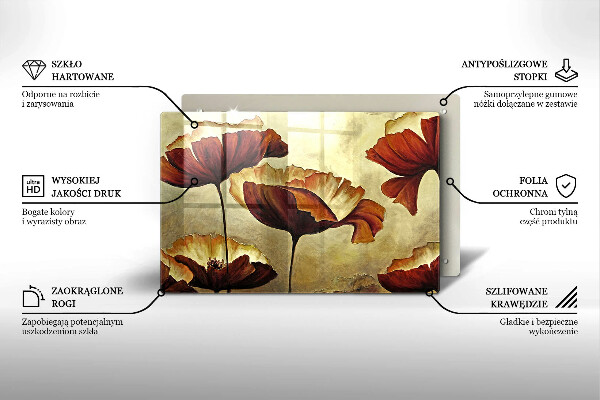 Steklena podloga za rezanje Poslikane boho rože