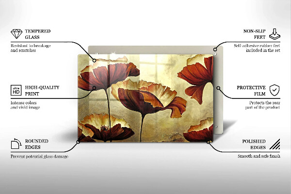 Steklena podloga za rezanje Poslikane boho rože