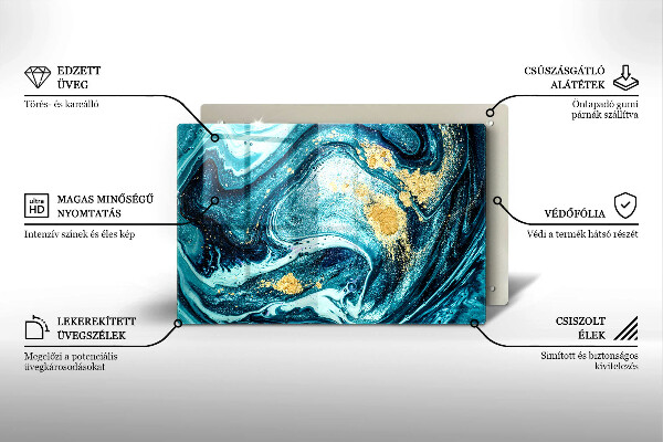 Steklena podloga za rezanje Abstrakcija modrega zlata