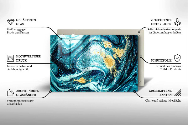 Steklena podloga za rezanje Abstrakcija modrega zlata