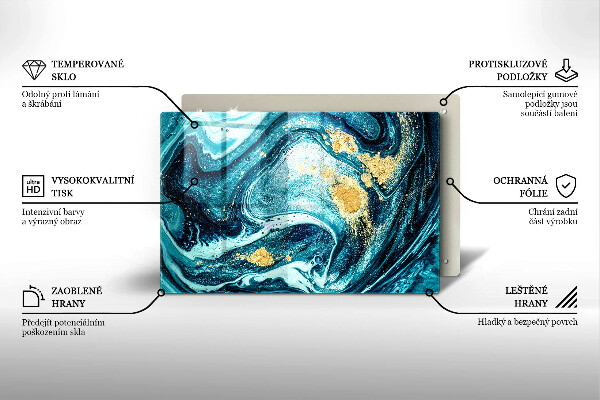 Steklena podloga za rezanje Abstrakcija modrega zlata