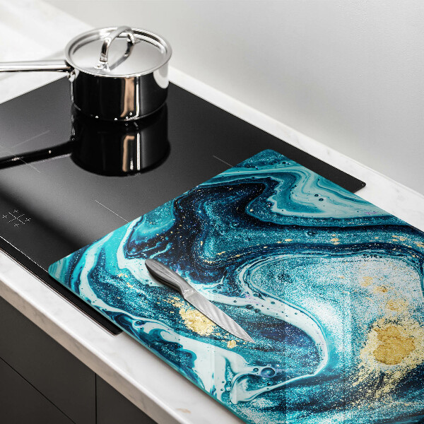 Steklena podloga za rezanje Abstrakcija modrega zlata