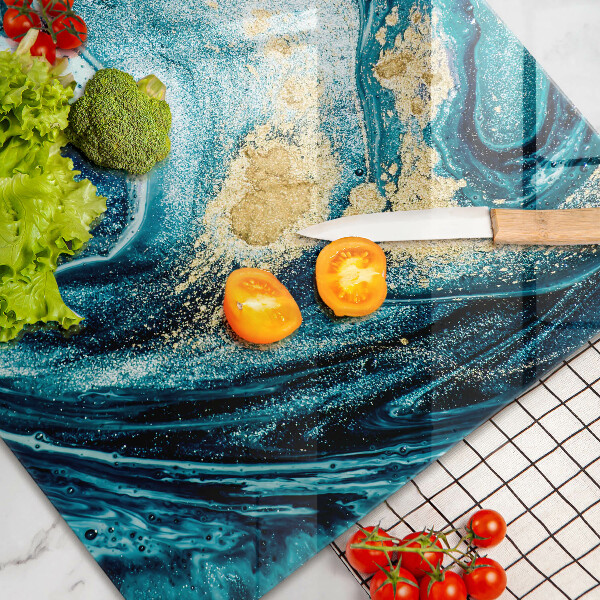 Steklena podloga za rezanje Abstrakcija modrega zlata