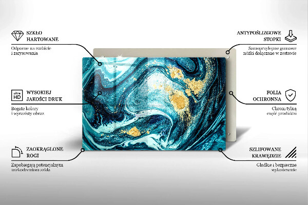 Steklena podloga za rezanje Abstrakcija modrega zlata