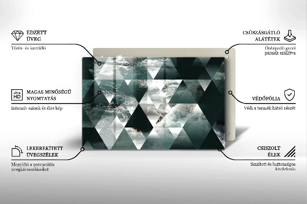 Steklena podloga za rezanje Trikotniki in voda