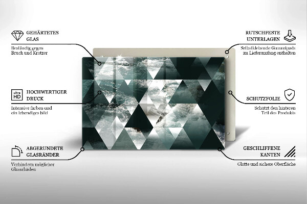 Steklena podloga za rezanje Trikotniki in voda