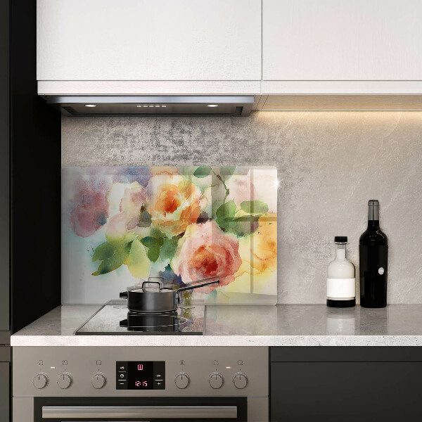 Steklena podloga za rezanje Poslikane rože