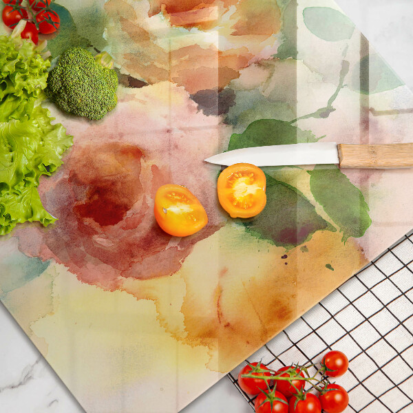 Steklena podloga za rezanje Poslikane rože