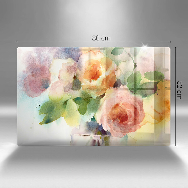Steklena podloga za rezanje Poslikane rože
