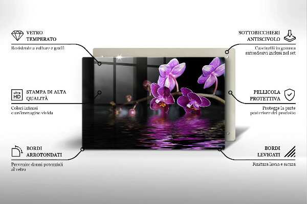 Steklena podloga za rezanje Zen voda za orhideje