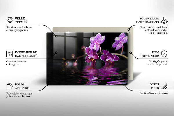 Steklena podloga za rezanje Zen voda za orhideje