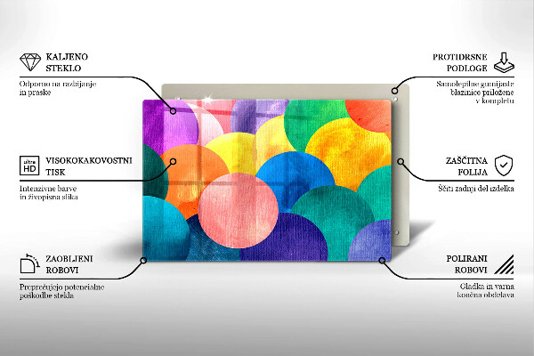 Steklena podloga za rezanje Pisani krogi