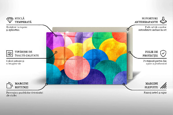 Steklena podloga za rezanje Pisani krogi