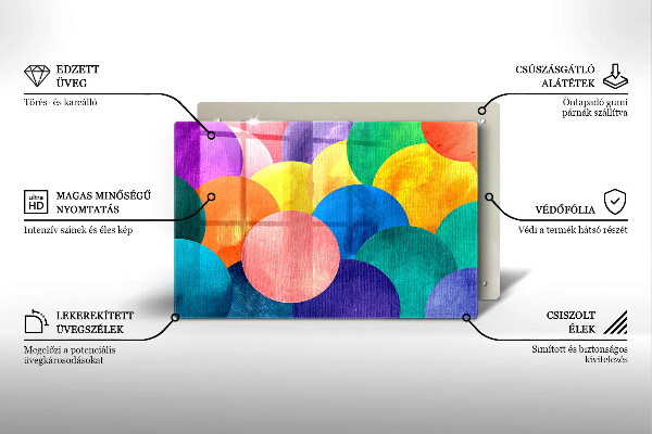 Steklena podloga za rezanje Pisani krogi